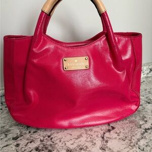 kate spade Hot Pink Tote with Tan Handles